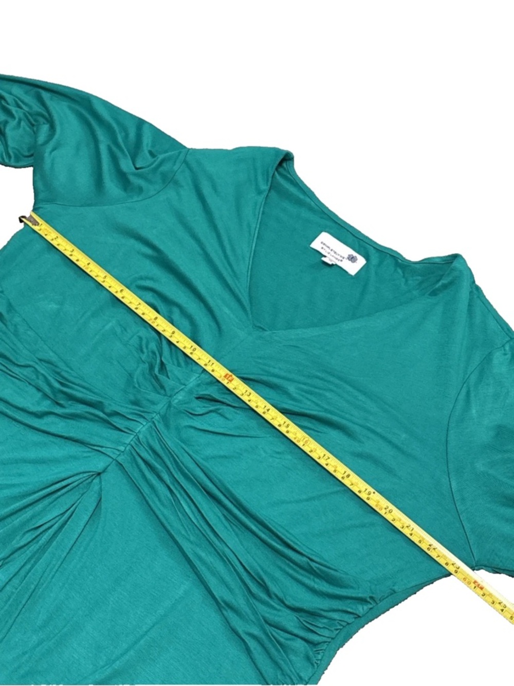 Completely Me By Liz Lange Women’s V-neck Ruched Dress Size 1X Green - Picture 13 of 16